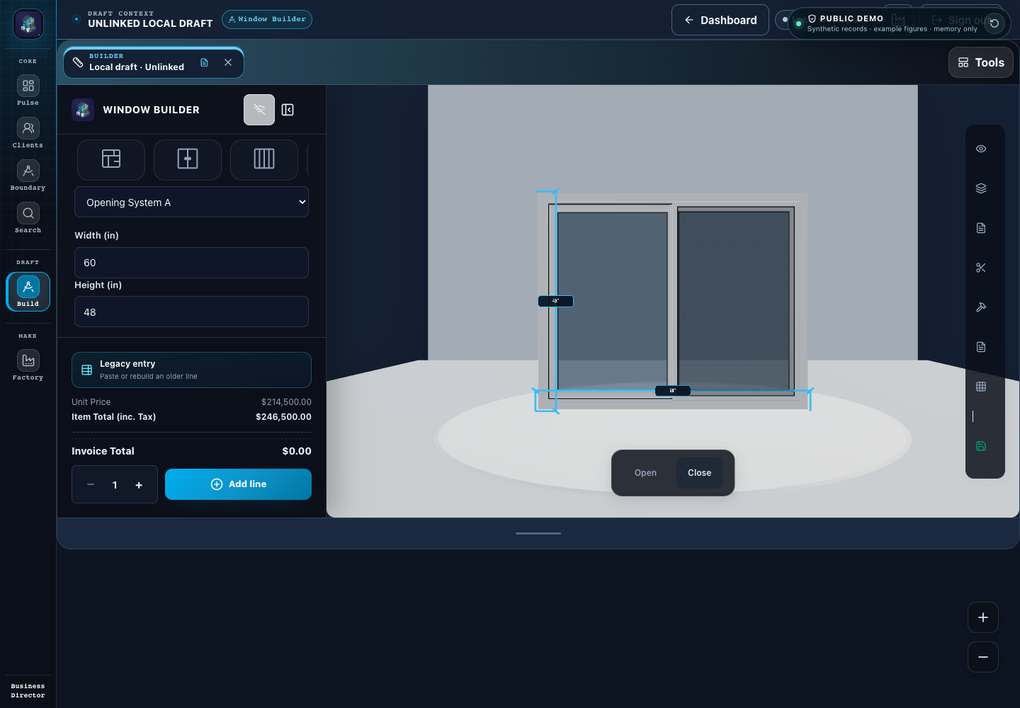 CRM product configurator and live visualizer with illustrative figures